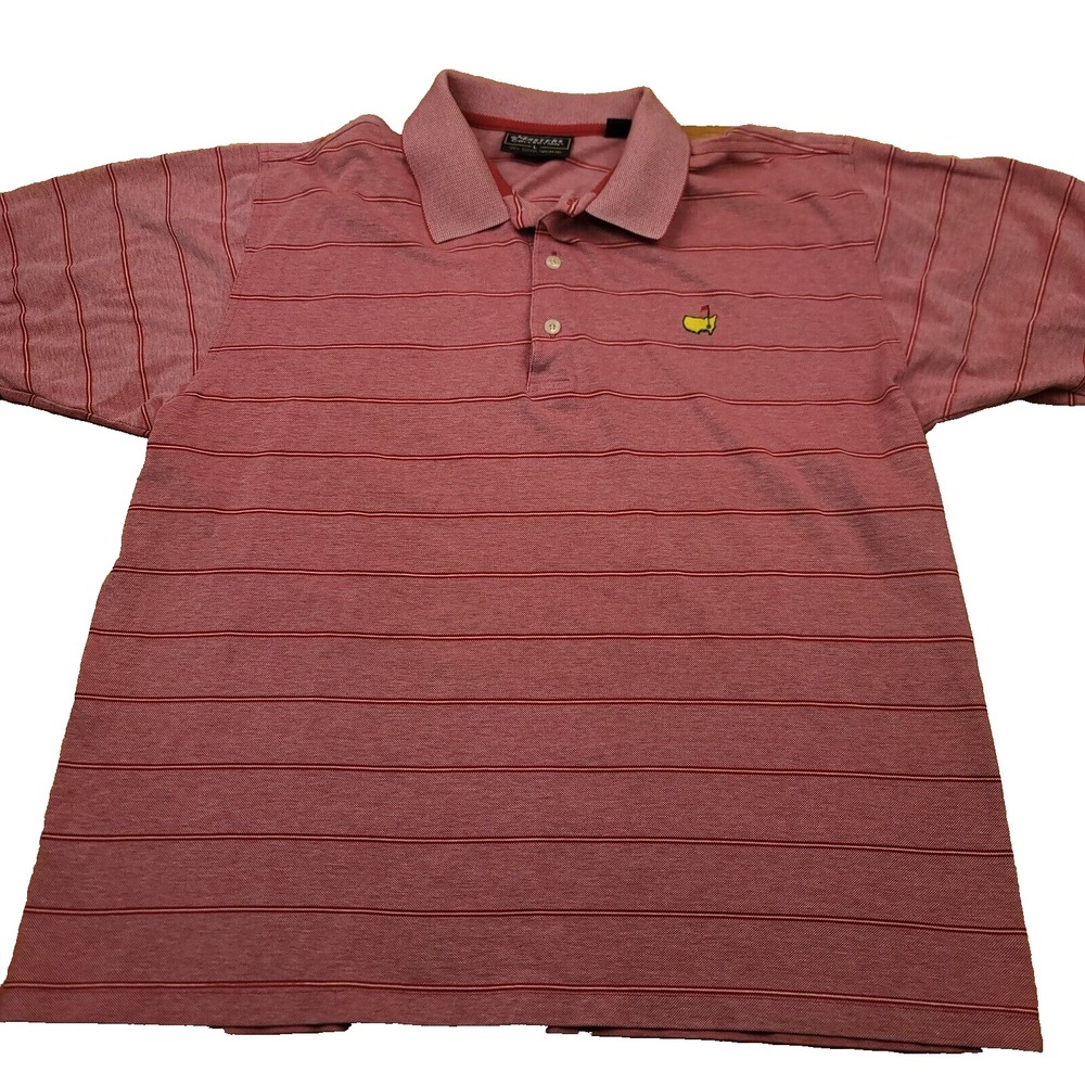 Masters‎ Collection Mens L Polo Shirt Mercerized Cotton Striped Red Golf Augusta